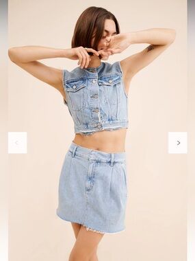 Agolde Light Blue Denim Mini Skirt - Women